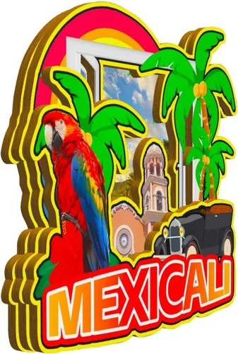 Vista 2 de Mexicali - Imán de México para nevera, monumentos de madera en 3D, recuerdos coleccionables de viaje, decoración hecha a mano, 2020