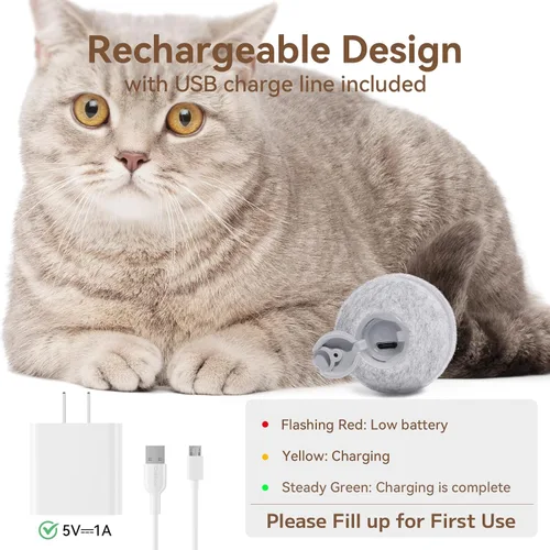 Vista 2 de Cheerble Juguetes interactivos para gatos de interior, juguete automático para gatos de interior aburridos, juguetes eléctricos para gatitos con Gris