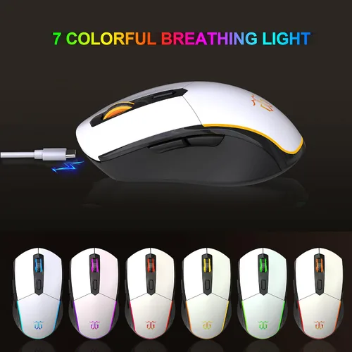 Vista 6 de Snpurdiri Combo de teclado y mouse inalámbricos 60% para juegos, batería recargable con retroiluminación naranja de 2000 mAh, mini teclado