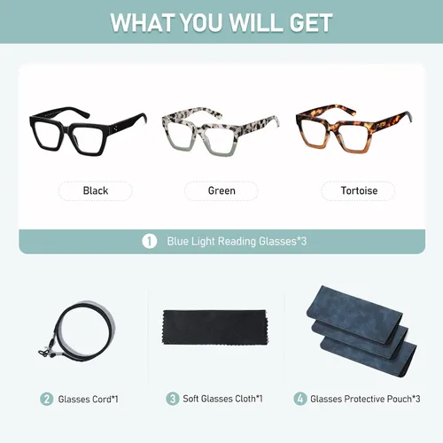 Vista 8 de Gafas de Lectura de Gran Tamaño para Mujer, Estilo Oprah, con Bloqueo de Luz Azul, para Computadora, Diseño Cuadrado, Marco Grande