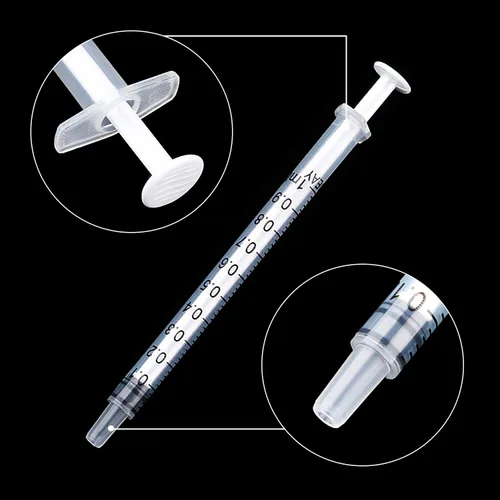 Vista 3 de Paquete de 20 jeringas de plástico con medición, adecuadas para medir, dispensar agua, rellenar (0.03 oz/1 ml) Large Plastic Measuring Tools for