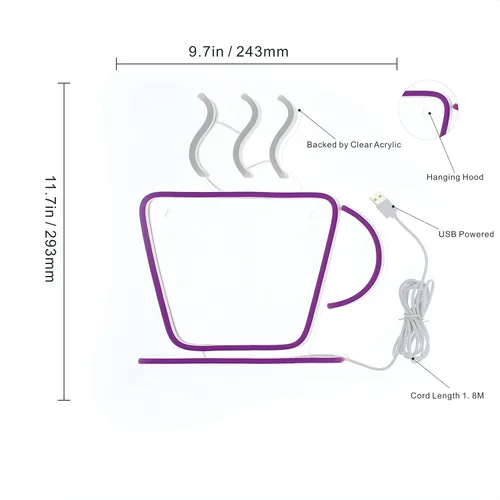 Vista 4 de ADVPRO Taza de café Tienda Flex Silicona LED Letrero de neón azul y rojo st16s33-fnu0041-br