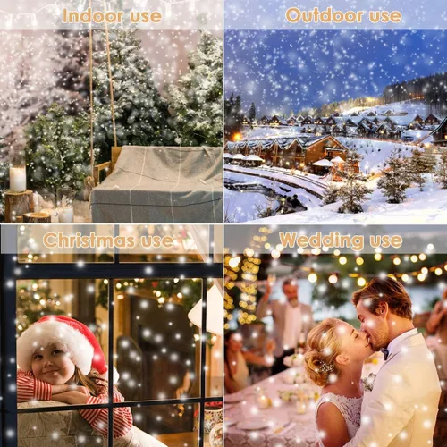 Vista 3 de Borelor Luces LED de nevadas IP65, impermeable, mini lámpara de proyector de copo de nieve de Navidad, para interiores y exteriores, luz