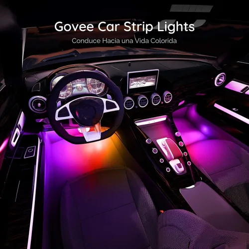 Vista 3 de Govee Luces de coche, luces interiores inteligentes RGBIC para el interior del automóvil con aplicación, control remoto, luces LED para decoración