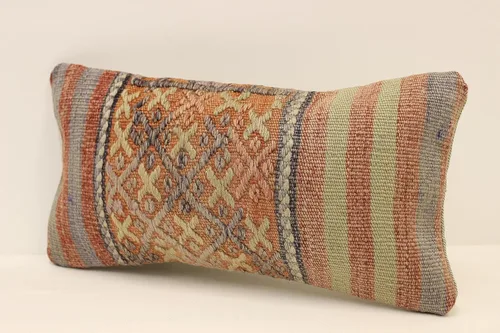 Vista 3 de Lumbar Cushion Cover, 8x16 in, 20X40 cm, Sofa Pillow, Turkish Kilim Cushion, Throw Pillow Cover, Decorative Boho Pillow
