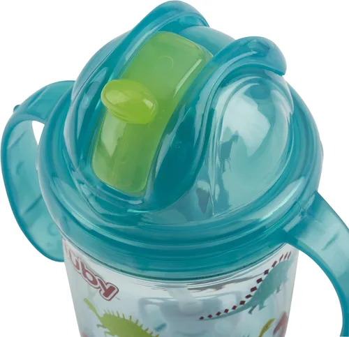 Vista 5 de Nuby Tritan - Taza estampada con asa doble con popote con 360 hilos, sin derrames, los colores pueden variar
