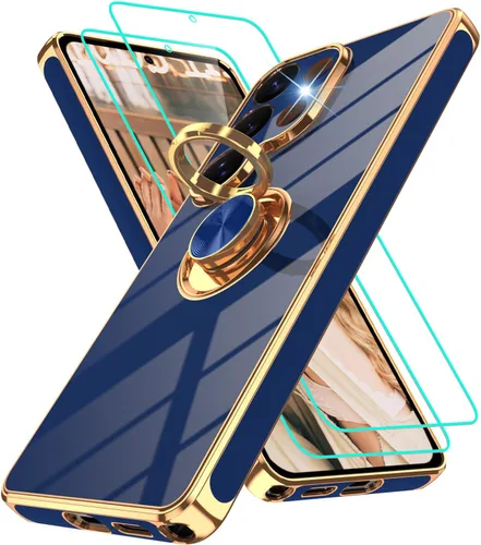 Vista 126 de Funda para Motorola Moto G 5G 2024: Funda Moto G Play 5G 2024 con 2 piezas de protectores de pantalla, soporte de anillo de rotación de 360°