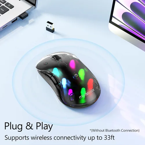 Vista 3 de Memzuoix ratón inalámbrico LED 2.4G, ratón recargable ergonómico con cubierta desmontable, ratón óptico portátil de 1200 DPI con receptor USB
