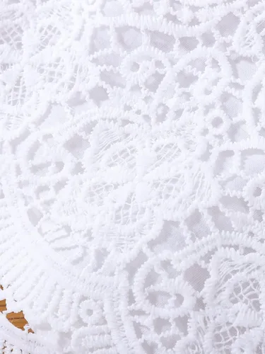 Vista 5 de WDIRARA Conjunto de 2 piezas para niña con encaje en contraste y falda con volantes y estampado floral