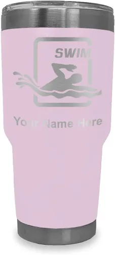 Vista 18 de LaserGram Vaso aislado al vacío de 20 onzas, para natación, grabado personalizado incluido (negro) Engraved Gift for Swimmers, Vacuum Insulated