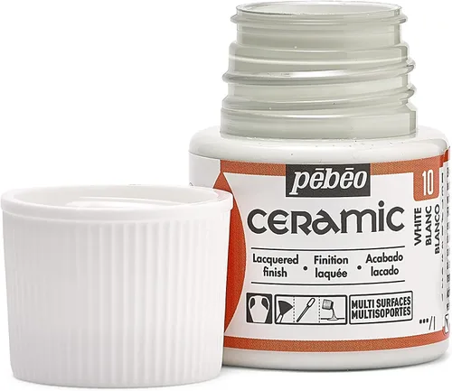 Vista 3 de Pebeo 025-010 Pintura de cerámica efecto esmalte, botella de 1.5 fl oz, color blanco, 1.5 fl oz (paquete de 1)