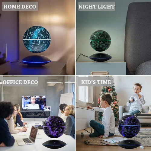Vista 4 de Globo de levitación magnético con luz LED, globos flotantes, bola de constelación, luz nocturna, tecnología fresca, regalo educativo para niños