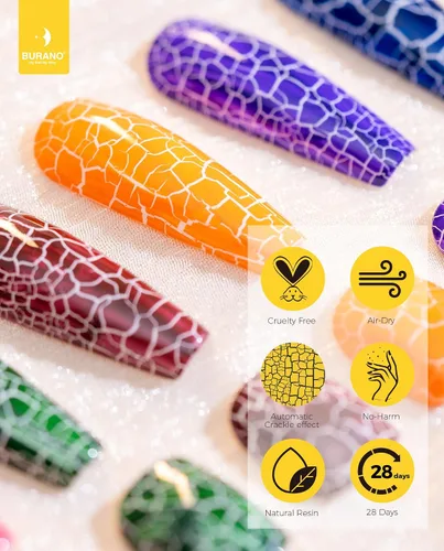 Vista 4 de BURANO Juego de esmaltes de uñas de gel Crackle - Blanco y negro, secado al aire y lámpara LED necesaria