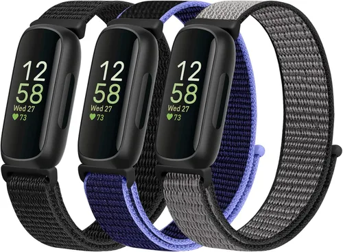 Vista 12 de Bandas de Nylon Compatibles con Fitbit Inspire 3/Inspire 2/Inspire/Inspire HR/Ace 3/Ace 2, Correas de Repuesto Deportivas Transpirables Suaves Negro