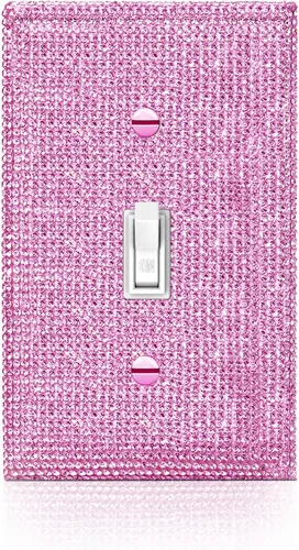 Vista 27 de 4 piezas de placa de pared rosa plateado brillante cubierta decorativa interruptor de luz cubierta de interruptor de palanca única diamantes