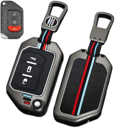 Vista 12 de Funda de aleación de zinc compatible con Wrangler JL JLU Gladiator JT Rubicon Remote Flip Key