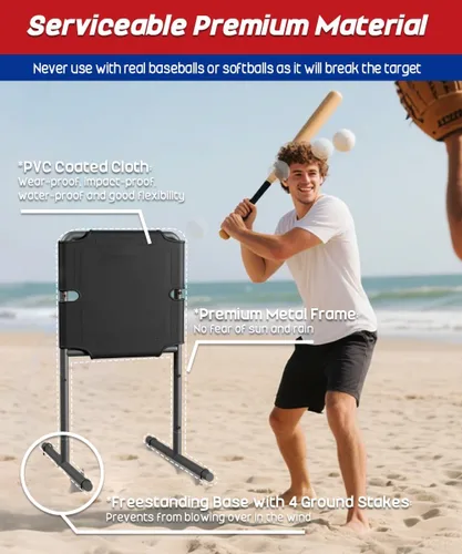 Vista 3 de Garbuildman Baseball Strike Zone Target para bolas de plástico, marco de metal portátil para lanzar y golpear herramienta de entrenamiento