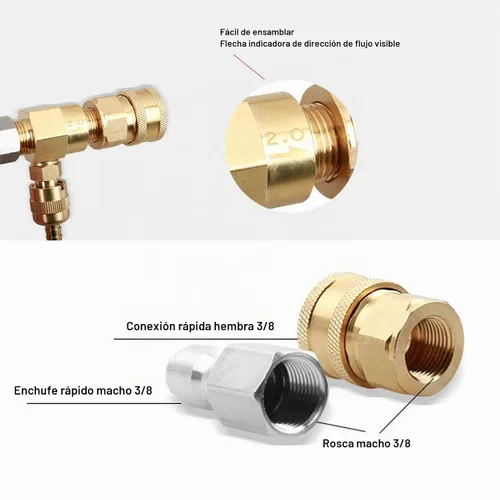 Vista 3 de Kit de inyector químico Inyector ajustable aguas abajo con tubo de 9.8 pies para lavadora a presión Accesorios 5000PSI