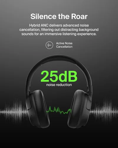 Vista 2 de Belkin SoundForm Isolate Bluetooth sobre la oreja - Auriculares híbridos con cancelación de ruido activa - Inalámbricos con 60 horas