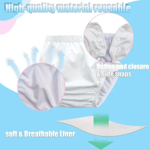 Vista 3 de Pañales de natación reutilizables para bebés recién nacidos, lavables, unisex, color blanco, 2-3T