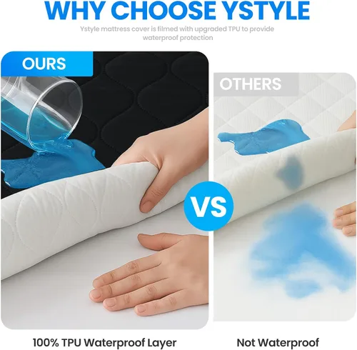 Vista 3 de Protector de colchón impermeable, protector de colchón individual ajustado hasta 16 pulgadas de profundidad, funda de colchón de cama suave
