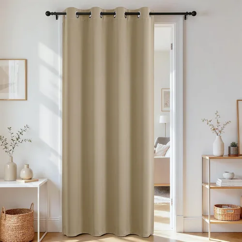 Vista 27 de Joydeco Cortina opaca para puerta de privacidad de 78 pulgadas de largo, cortina de armario con ojales para armario abierto, divisor de habitación