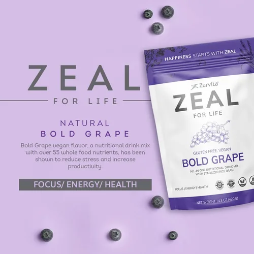 Vista 4 de Zurvita - Zeal for Life - Sabor a uva audaz - Suplemento nutricional diario para vitalidad, inmunidad y bienestar general - Bolsa de bienestar