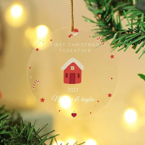 Vista 18 de Adornos de Navidad personalizados, adorno de matrimonio para la primera Navidad 2024, adorno de foto personalizado para mamá, adorno de primera