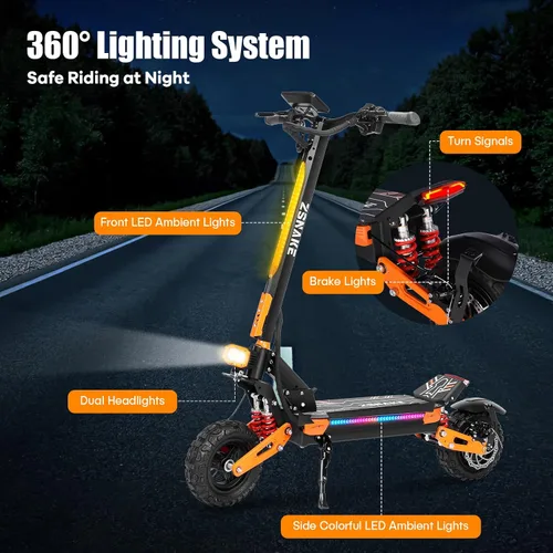 Vista 7 de Patinete eléctrico para adultos, 2800 W6000 W, velocidad máxima de 3552 MPH, batería de 10801800 Wh, rango de 3560 millas de alcance de 11 pulgadas