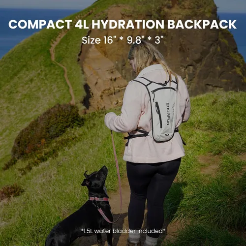 Vista 8 de EVERFUN Hydration Backpack Running Vest Small Hiking Water Backpack with 1.5L Water Bladder, Lightweight Reflective Phone Holder Hydro Pack for