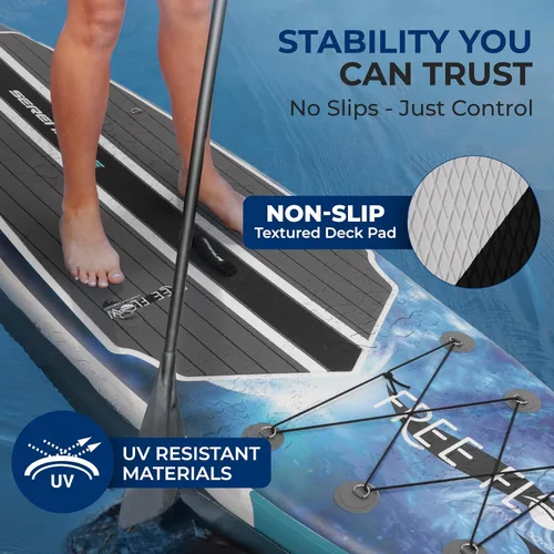 Vista 4 de SereneLife 10’6” Inflatable Stand Up Paddle Board with Premium SUP Accessories - 32” Wide Stable Design with Non-Slip EVA Deck Pad, for Youth and