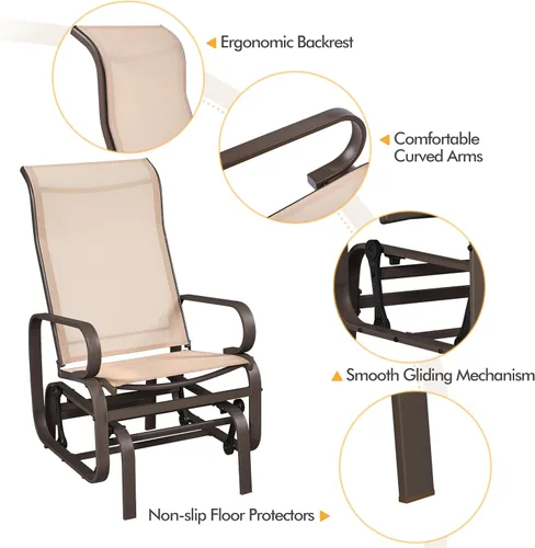 Vista 11 de Yaheetech Juego de 1 mecedora para exteriores con asiento tipo cabestrillo