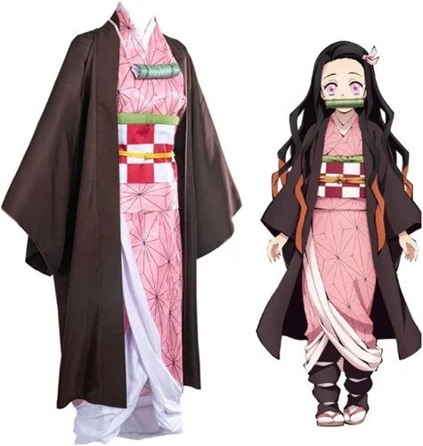 Vista 9 de Kamado Cosplay traje Kimono traje traje traje traje de traje con pendiente de bambú para mujer