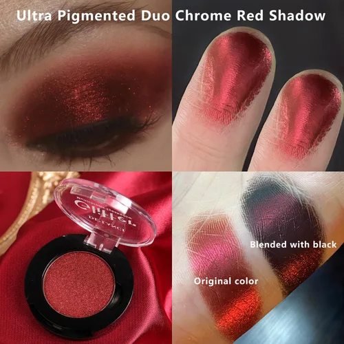 Vista 2 de Afflano Paleta de sombra de ojos roja brillante, sombra de ojos con purpurina roja ultra pigmentada, polvo de sombra de ojos de maquillaje rojo