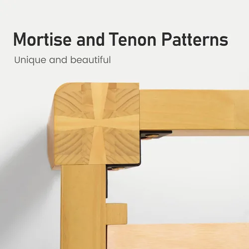 Vista 11 de Lifezone Marco de cama de plataforma de madera tamaño Queen, madera maciza de alta calidad, estructura resistente, patas de 3.78 pulgadas de grosor