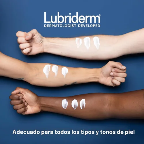 Vista 5 de Lubriderm, Loción de Humectación Diaria Libre de Fragancia + Pro-Cerámida, Manteca de Karité y Glicerina, Loción para Cara, Manos y Cuerpo para Piel