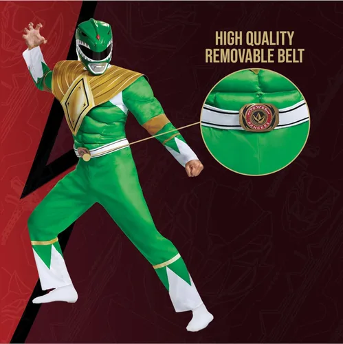 Vista 5 de Disguise Men's Green Ranger Classic Muscle Adult Costume
