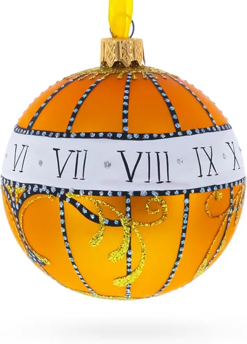 Vista 3 de 1899 Madonna Lily Clock Royal Egg Glass Ball Adorno de Navidad, 3.25 pulgadas Hand Painted in Ukraine, German Glass, Italian Paints, Hanging
