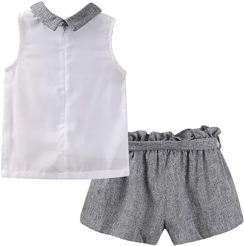 Vista 109 de LittleSpring Conjunto de verano para niñas con camiseta sin mangas y pantalones cortos florales
