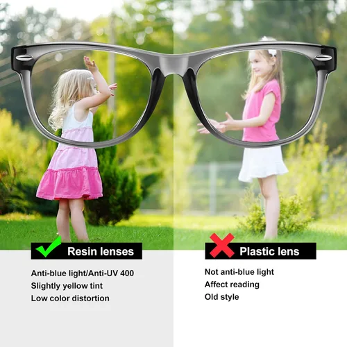 Vista 5 de Okany Gafas de luz azul para niños, paquete de 3 lentes de bloqueo de luz azul para adolescentes, niños y niñas de 3 a 10 años, pantalla de Gris