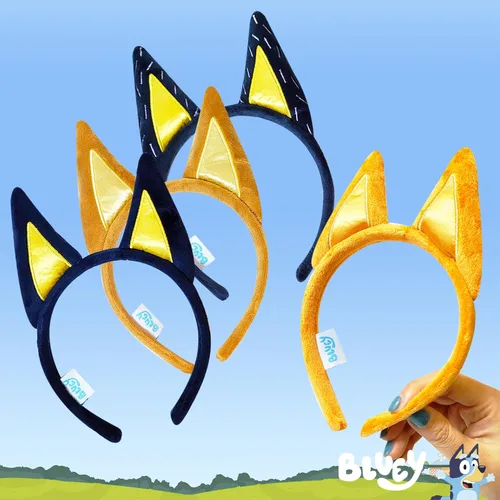 Vista 4 de LUV HER Bluey Party Supplies - 4 diademas de orejas de animal para disfraz de animales, orejas suaves de felpa, diademas elásticas familiares