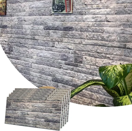 Vista 58 de Dundee Deco Paneles de pared 3D de ladrillo sintético, revestimiento, paneles de pared con aspecto de piedra gris, revestimiento de espuma
