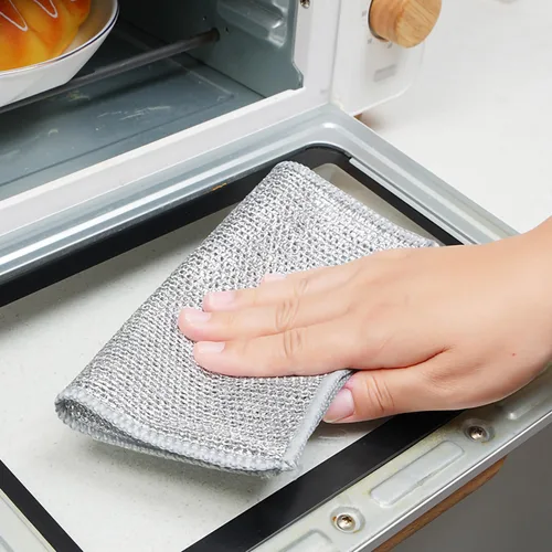 Vista 6 de Paño multifuncional de alambre antiarañazos, paño de cocina de alambre de acero, paño de cocina de alambre multiusos, frota y limpia para platos
