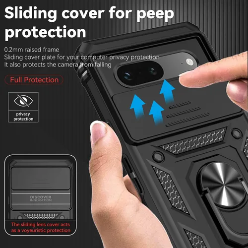 Vista 4 de Funda para Pixel 7a, con protectores de pantalla y funda para cámara, [grado militar] de 16 pies. Funda protectora probada contra caídas con soporte