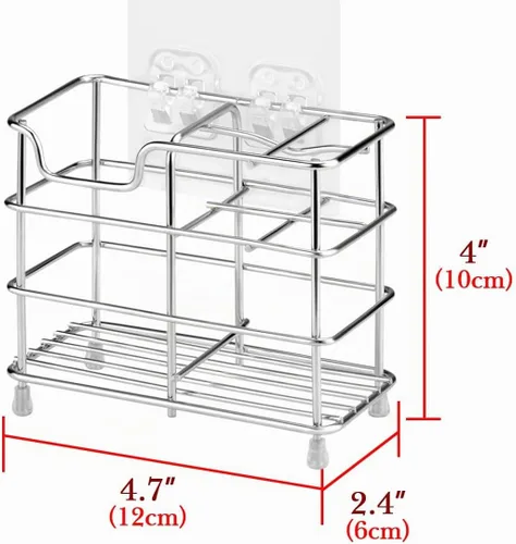 Vista 3 de Linkidea Soporte de pared para cepillo de dientes para baño, soporte de acero inoxidable para cepillo de dientes eléctrico, pasta de dientes