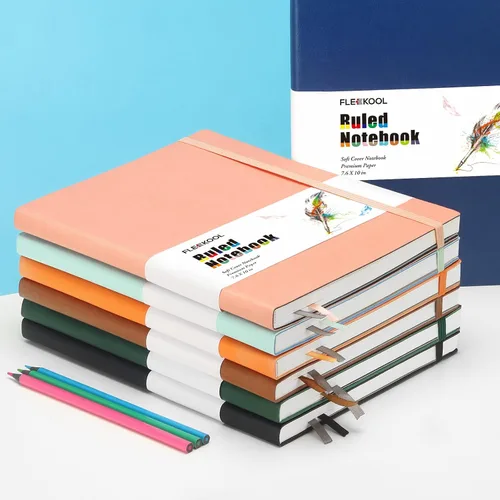 Vista 6 de Diarios de negocios, paquete de 2 cuadernos B5 de rayas universitarias de tapa suave grande con papel rayado grueso de 100gsm, 376 páginas