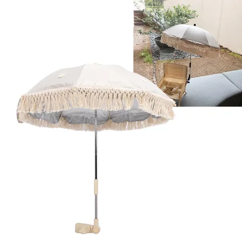 Vista 7 de Sombrilla para bebé al aire libre, sombrilla con abrazadera ajustable, sombrilla para niños pequeños para silla de ruedas, silla de playa