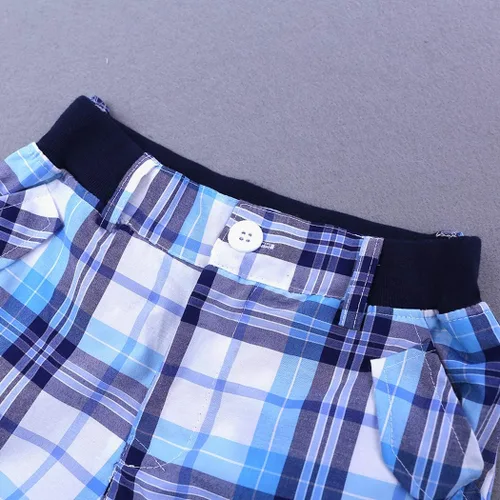 Vista 5 de MYGBCPJS Conjunto de 3 piezas para niño camisa a cuadros camiseta tirantes
