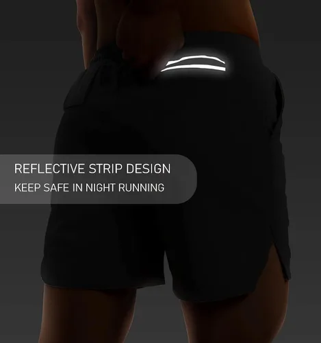 Vista 4 de Pantalones cortos de entrenamiento para hombre, ligeros, transpirables, pantalones cortos atléticos de 5 pulgadas de entrepierna con bolsillos