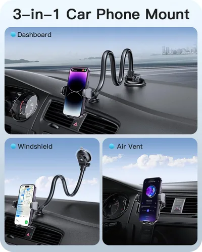 Vista 7 de APPS2Car Soporte de teléfono de cuello de cisne de 13 pulgadas para parabrisas de automóvil, ventana, salpicadero, soporte de teléfono celular